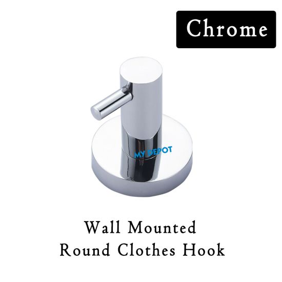 Wall Mounted Round Clothes Hook Chrome