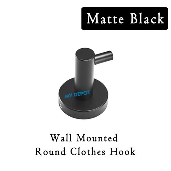Wall Mounted Round Clothes Hook Matte Black