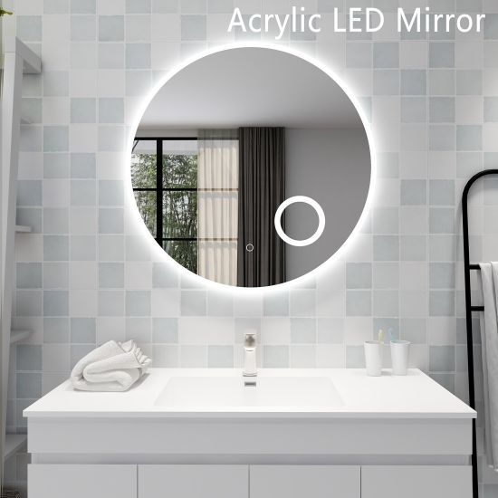 900mm Round 3 Color Frontlit LED Mirror With Magnifier(Touch Sensor Switch)