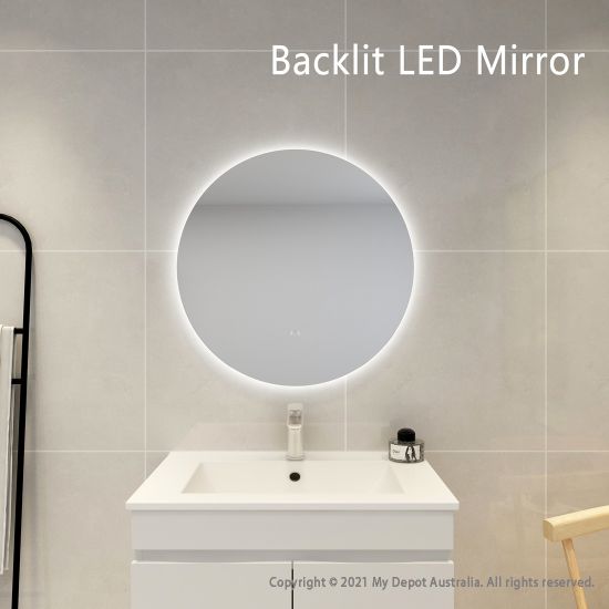 700mm Round 3 Color Backlit LED Mirror(Touchless Sensor Switch)