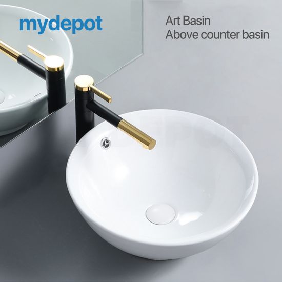 380*380*150mm Above Counter Basin Art Basin Gloss White Fine Ceramic Basin With Overflow