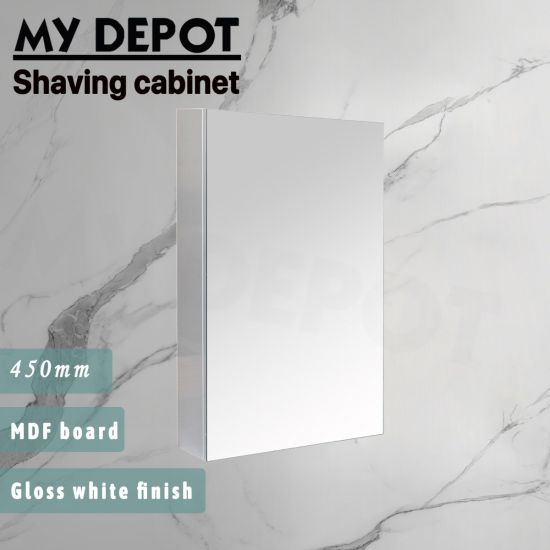 450L*150D*720HMM Pencil Edge Gloss White MDF Shaving Cabinet Single Door