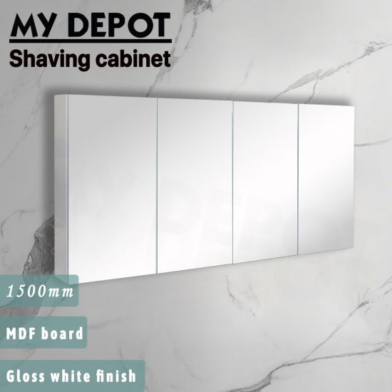 1500L*150D*720HMM Pencil Edge Gloss White MDF Shaving Cabinet 4 Doors