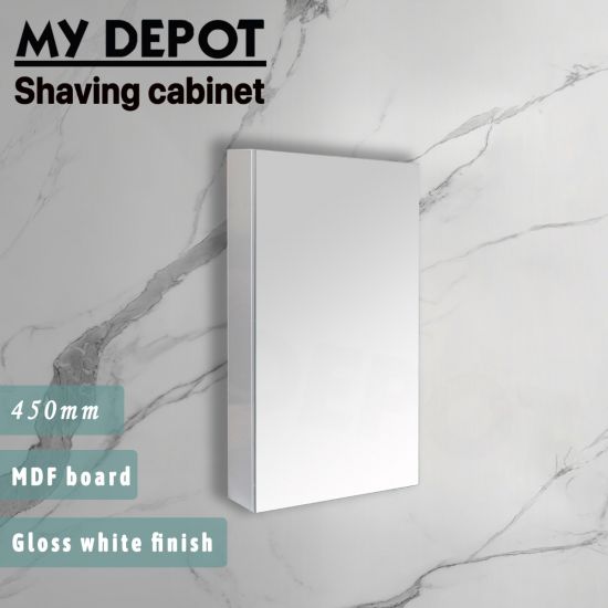 450L*150D*900HMM Pencil Edge Gloss White MDF Shaving Cabinet Single Door