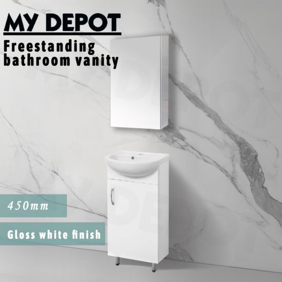 450L*850H*360DMM Gloss White MDF Free Standing Bathroom Vanity 1 Right Side Hinged Door