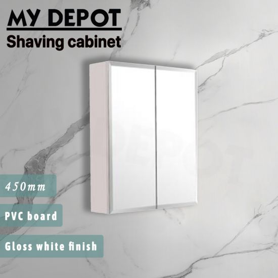 450L*150D*720HMM Bevel Edge Gloss White Single Door PVC Shaving Cabinet