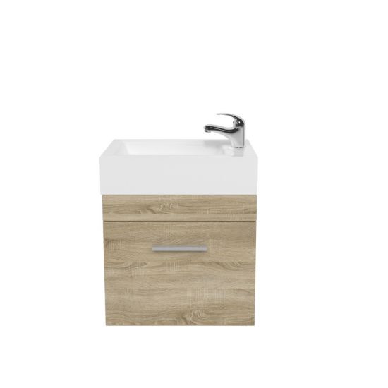 500L*520H*250DMM White Oak MDF Bathroom Vanity Single Door Wall Hung 
