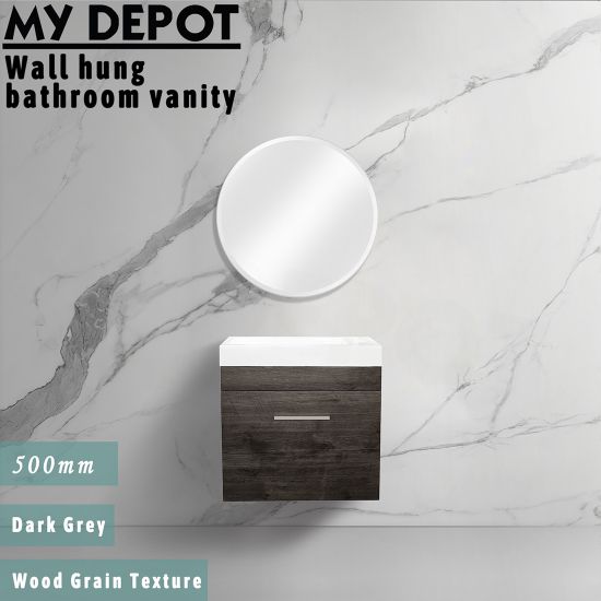 500L*520H*250DMM Dark grey MDF Bathroom Vanity Single Door Wall Hung 