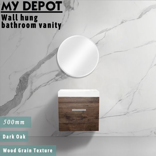 500L*520H*250DMM Dark Oak MDF Bathroom Vanity Single Door Wall Hung 