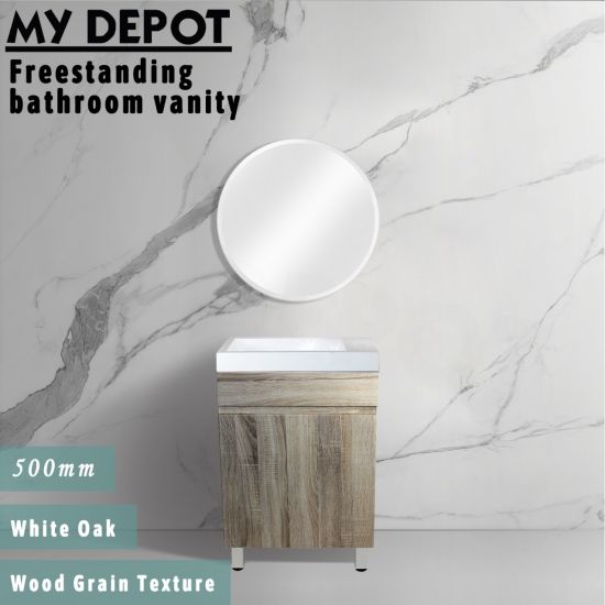 500L*850H*250DMM White Oak MDF Bathroom Vanity Single Door Free Standing