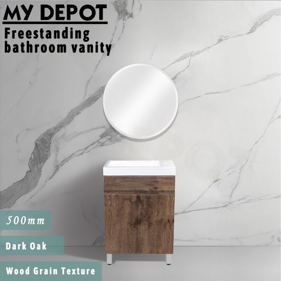 500L*850H*250DMM Dark Oak MDF Bathroom Vanity Single Door Free Standing