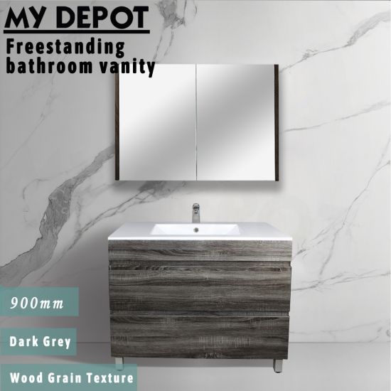 900L*850H*460DMM Dark grey MDF Bathroom Vanity 2 Drawers Free Standing