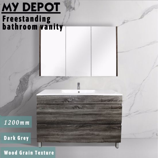 1200L*850H*460DMM Dark grey MDF Bathroom Vanity 2 Drawers Free Standing