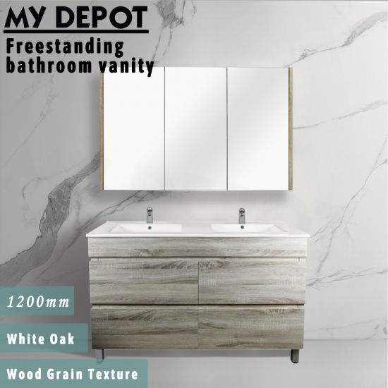 1200L*850H*460DMM White Oak MDF Bathroom Vanity 4 Drawers Free Standing