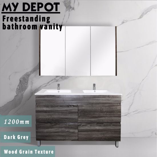1200L*850H*460DMM Dark grey MDF Bathroom Vanity 4 Drawers Free Standing
