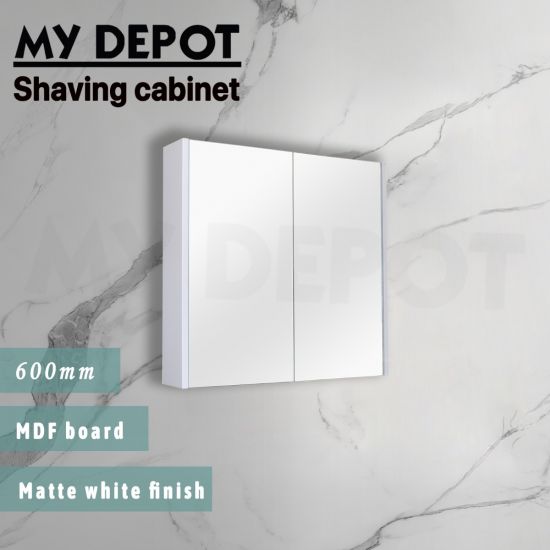 600L*150D*720HMM Pencil Mirror Matte White MDF 2 Doors Shaving Cabinet