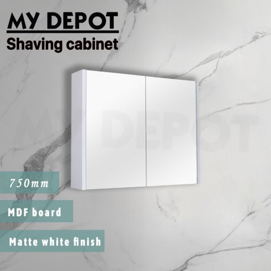 750L*150D*720HMM Pencil Mirror Matte White MDF 2 Doors Shaving Cabinet