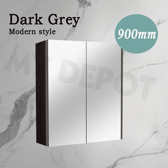 900L*150D*720HMM Pencil Mirror Dark grey MDF 2 Doors Shaving Cabinet