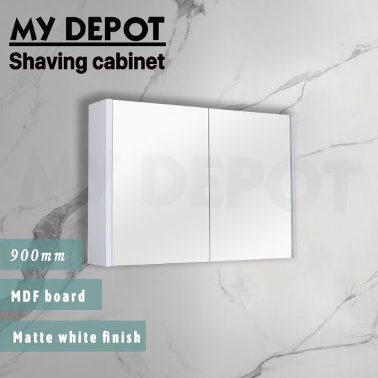 900L*150D*720HMM Pencil Mirror Matte White MDF 2 Doors Shaving Cabinet