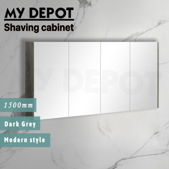1500L*150D*720HMM Pencil Mirror Dark grey MDF 4 Doors Shaving Cabinet