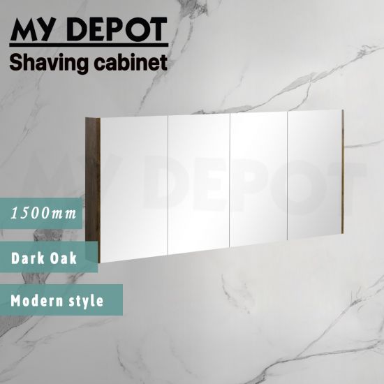 1500L*150D*720HMM Pencil Mirror Dark Oak MDF 4 Doors Shaving Cabinet