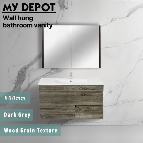 900L*500H*460DMM Dark grey MDF Bathroom Vanity Right Drawers Wall Hung