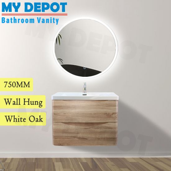 750L*550H*460DMM White Oak MDF Bathroom Vanity 2 Doors ARC Wall Hung