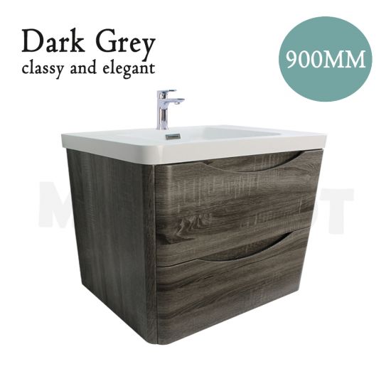 900L*550H*460DMM Dark grey MDF Bathroom Vanity 2 Doors ARC Wall Hung