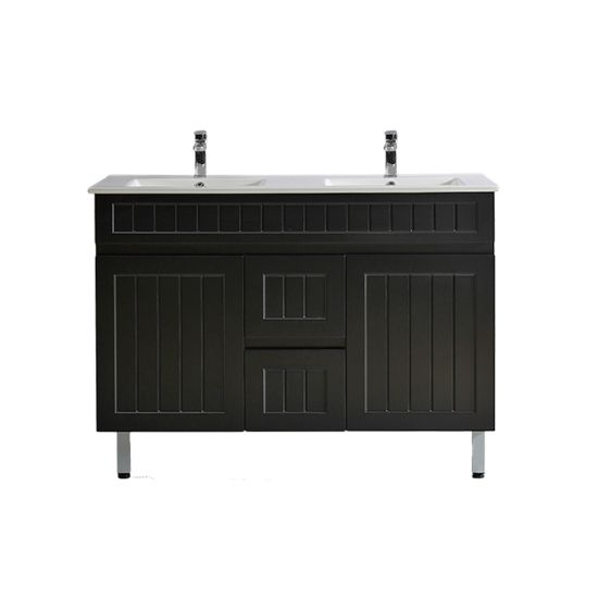 1200mm Matte Black Freestanding Bathroom Vanity Cabinet with Legs For Double Bowl