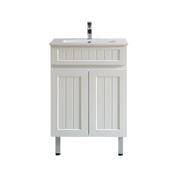600mm Matte White Freestanding Bathroom Vanity Cabinet with Leg Two Doors