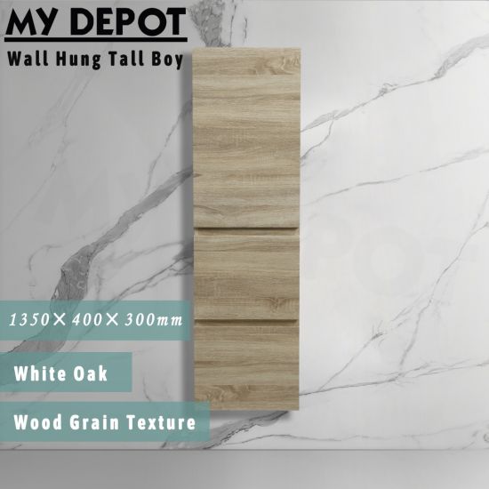 1350H*400W*300DMM White Oak TT MDF 2 Drawers Single Door Tall Boy