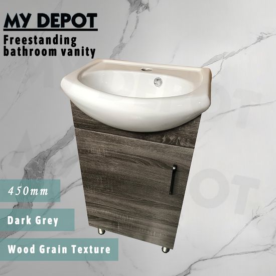 450L*850H*360DMM Dark Grey MDF Bathroom Vanity 1 Left Door Free Standing