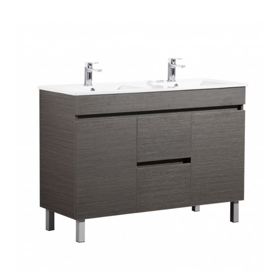 Evie 1200*460*860mm Dark Brown Freestanding Bathroom Vanity for Double Bowl(Cabinet Only)