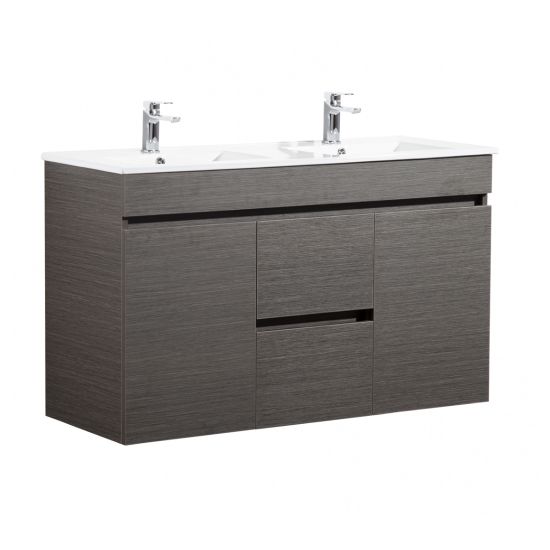 Evie 1200*460*555mm Dark Brown Wall Hung Bathroom Vanity for Double Bowl(Cabinet Only)