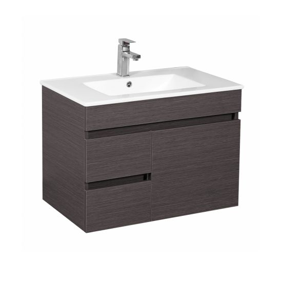 Evie 750*460*555mm Dark Brown Wall Hung Bathroom Vanity Left Hand Drawers(Cabinet Only)