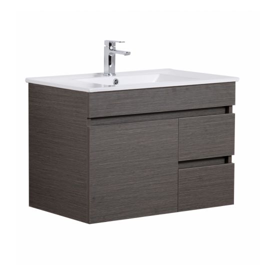 Evie 750*460*555mm Dark Brown Wall Hung Bathroom Vanity Right Hand Drawers(Cabinet Only)