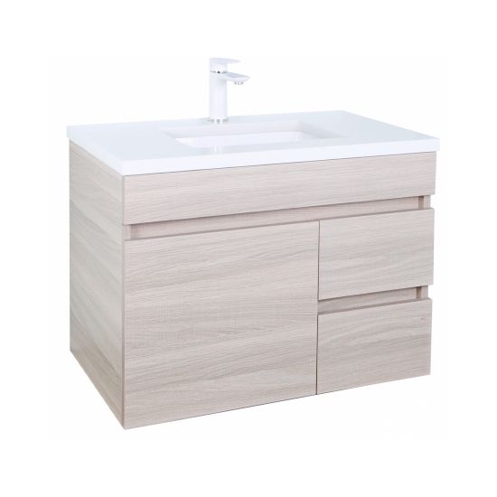 Evie 750*460*555mm Dark Brown Wall Hung Bathroom Vanity Right Hand Drawers(Cabinet Only)