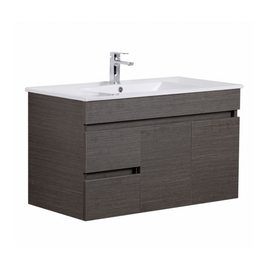 Evie 900*460*555mm Dark Brown Wall Hung Bathroom Vanity Left Hand Drawers(Cabinet Only)
