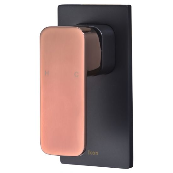 Seto Wall Mixer with Diverter Black & Rose Gold Handle