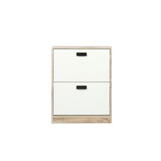630L*810H*240DMM Wood and White 2 Level Shoe Cabinet