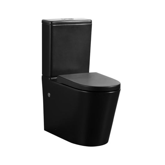 655*380*870mm Avis Black Rimless Wall Faced Toilet Suite Dual Flush