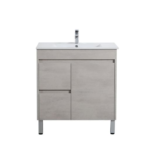 750*460*860mm Polywood Concrete Grey Freestanding Bathroom Vanity Left Drawer (Cabinet Only)
