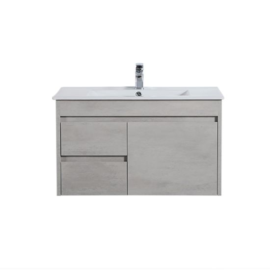 750*460*525mm Polywood Concrete Grey Wall Hung Bathroom Vanity Left Drawer (Cabinet Only)