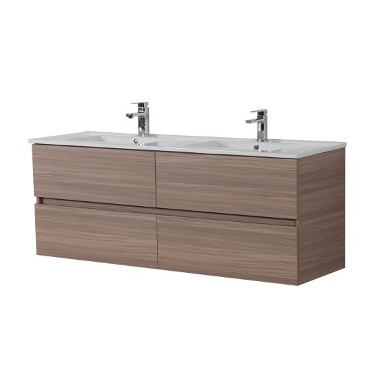 1200*460*560mm Stella Oak Wall Hung Bathroom Vanity 4 Drawers Double Bowl (Cabinet Only)