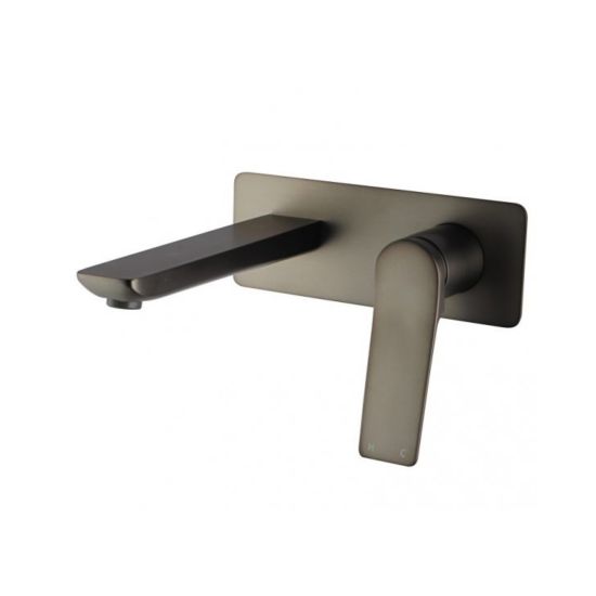 Square Brushed Gun Metal Grey Wall Mixer with Spout