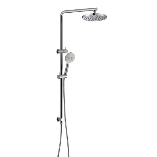 Cora Round Multi-function Shower Set Brushed Nickel, 200mm Plastic Shower Head