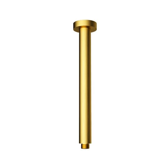 Round Vertical Shower Arm Brushed Gold