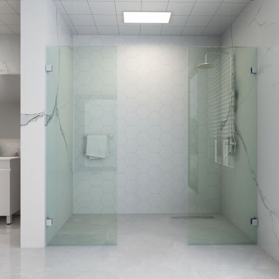 10mm Wall to Wall Frameless Shower Screens, Twin Panel, Fixed Panel