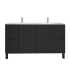 1500mm Brio Matte Black 2PAC Coating PVC Freestanding Elegant Wave-Like Fluted Design Bathroom Vanity Cabinet Only