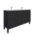 1500mm Brio Matte Black 2PAC Coating PVC Freestanding Elegant Wave-Like Fluted Design Bathroom Vanity Cabinet Only